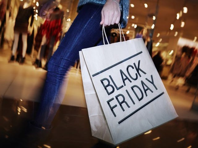 A shopping bag has Black Friday printed on it.