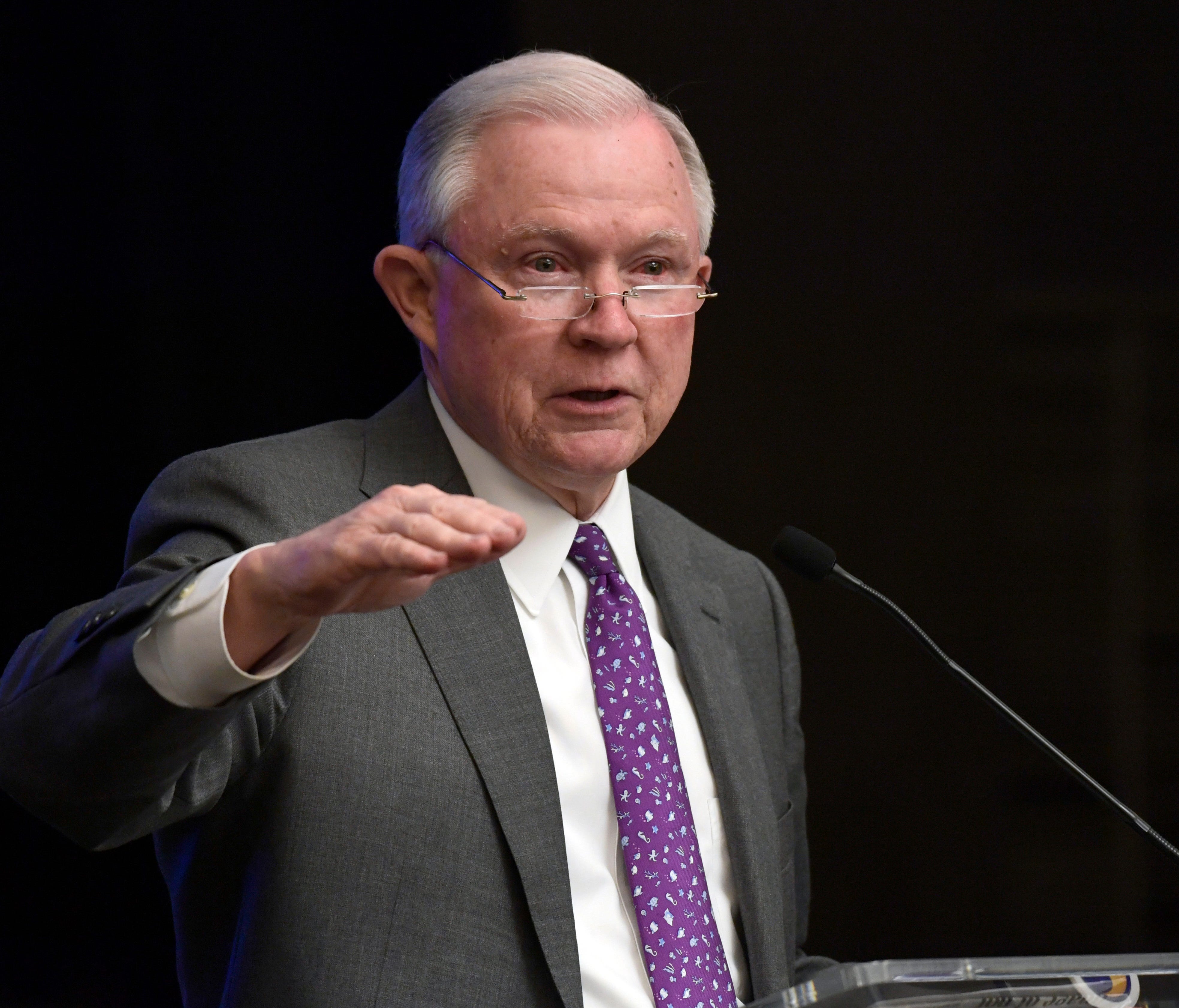 FILE - In this May 3, 2018, file photo Attorney General Jeff Sessions speaks in Washington. Sessions is citing the Bible in defending the Trump administration's policy of separating parents from the children after they enter the U.S. illegally. Sessi