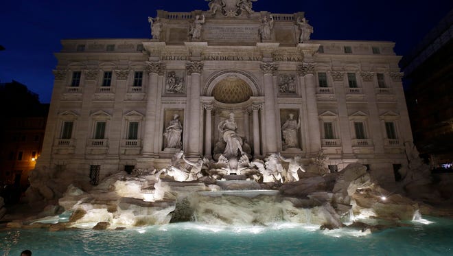 The newly restored Trevi Fountain is lit during the official inauguration on Nov. 3. But where is it?