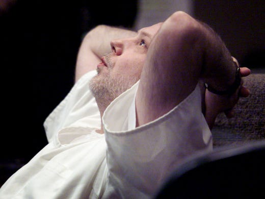 Robert Glen Coe sits in the hearing in his own little