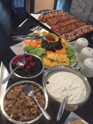 Granola, yogurt, fruit and pastries are among the choices at the Char brunch buffet.