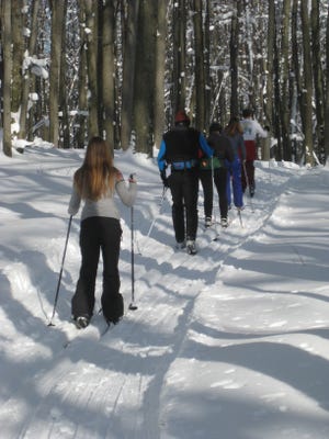 Cross-country skiers hit the trail.