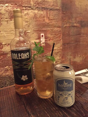 Jeff Baker calls this cocktail "Shore Leave." It is made with an infused cider-based aperitif made by Eden Specialty Ciders and Halyard "True" Ginger Beer.