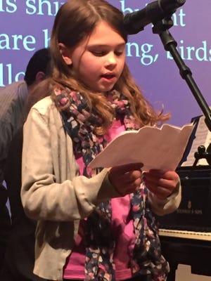 Skyler Clark reads her poem, “Come Follow Me,” inspired by “Duo for Flute and Piano: finale” at The Staunton Music Festival's Writer's Ear ceremony in March 2015.