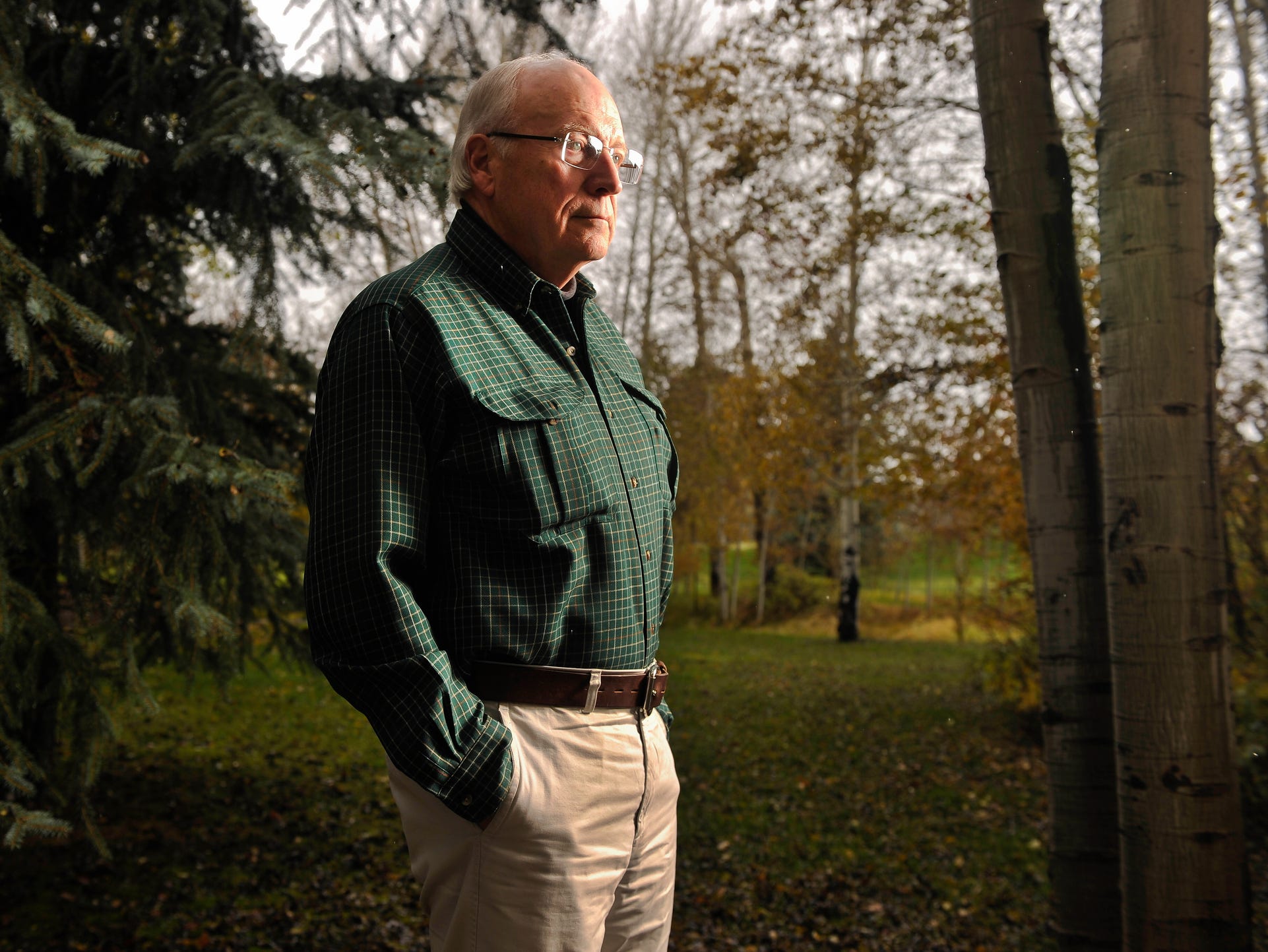 Former vice president Dick Cheney at his home outside of Jackson Hole, Wyo.