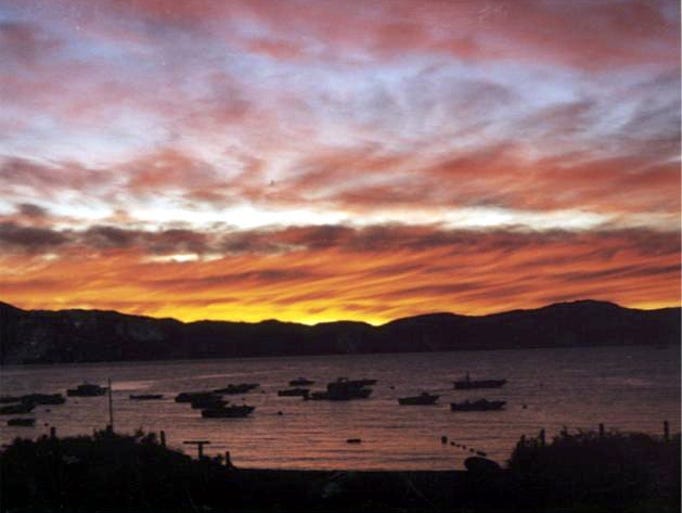 Lake Tahoe's Zephyr Cove at sunset.