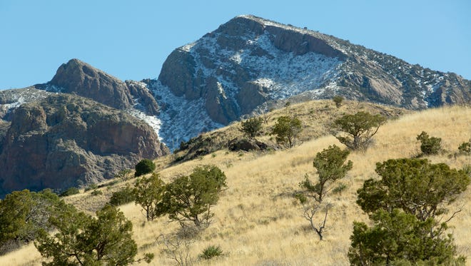 Snow is left on the Organ Mountains on Tuesday, January 31, 2017. Many are wondering what the future holds for the Organ Mountain-Desert Peaks National Monument as Rep. Steve Pearce has recently requested newly inaugurated President Donald Trump to roll back the size of the monument.