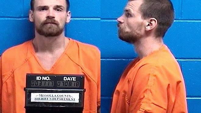 FILE - This July 8, 2018 file booking photo provided by the Missoula County Jail shows suspect Francis Crowley. Crowley pleaded not guilty Tuesday, July 31, 2018, to assault on a minor and criminal endangerment for allegedly leaving a 5-month-old baby in the woods July 8 after a car crash. Crowley remains jailed with his bail set at $200,000.  (Missoula County Jail via AP, File)