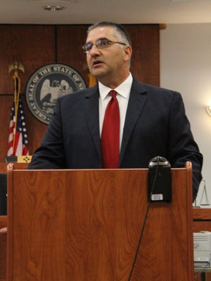 David Ceballes spoke after being sworn in as the 12th Judicial District Attorney for Otero and Lincoln counties. Gov. Susana Martinez appointed Ceballes as the district attorney for the 12th Judicial District that encompasses Otero and Lincoln counties to fill the vacancy created by the resignation of Diana Martwick Dec. 21.