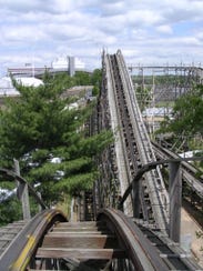 A vertiginous point-of-view shot at the top of a "drop"