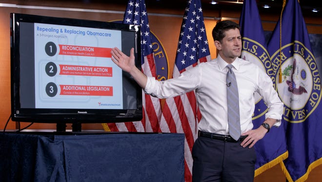 House Speaker Paul Ryan (R-Wis.) makes his case for the GOP's long-awaited plan to repeal and replace the Affordable Care Act during a news conference on Capitol Hill in Washington last week.