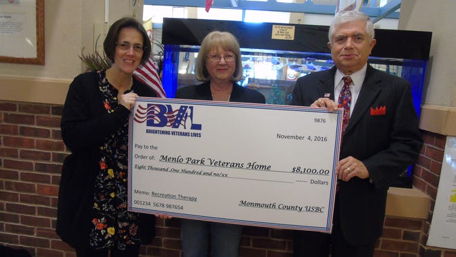 - Pictured Left to Right: Chrissy Lee, Monmouth County USBC President; Joanne Ramsey, Monmouth County USBC Vice-President; Joseph Brandspiegel, CEO, Menlo Park Veterans Home
