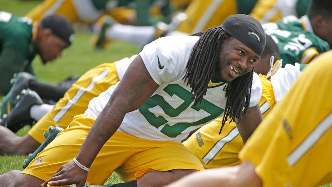 Green Bay Packers running back Eddie Lacy (27) during Organized Team Activities at Ray Nitschke Field on May 24, 2016.