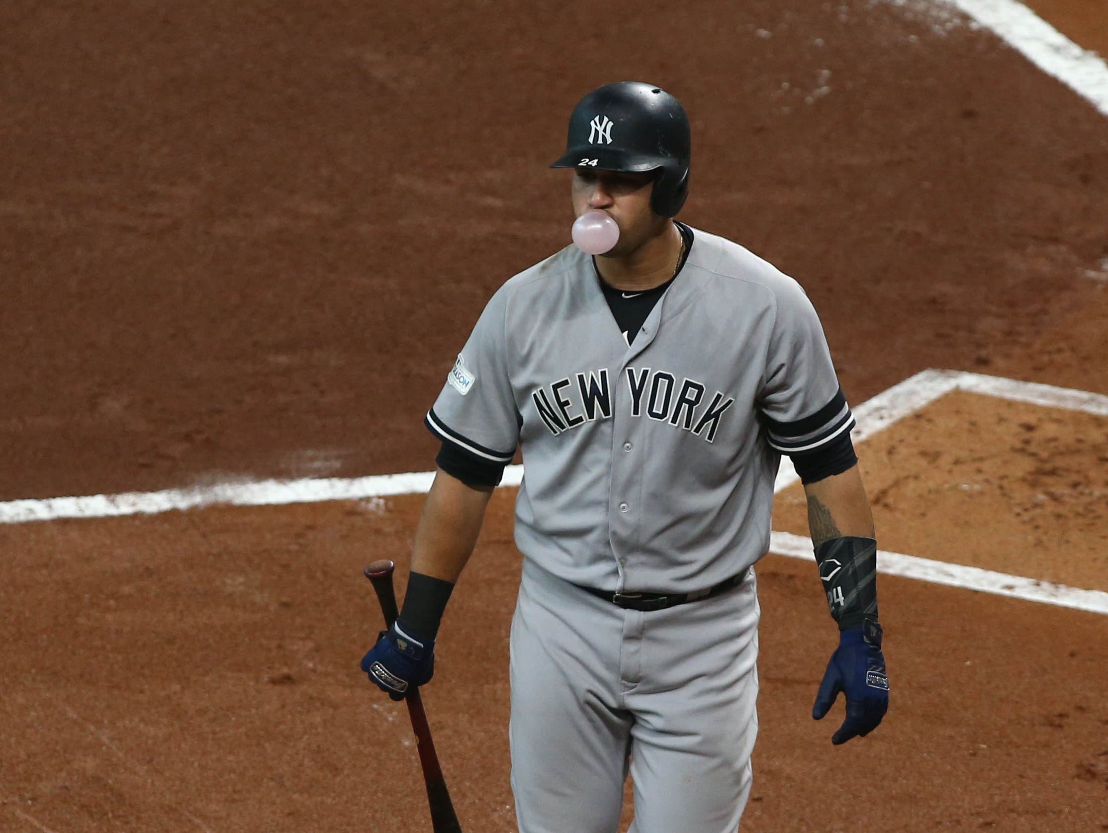 Yankees catcher Gary Sanchez has 15 strikeouts in 34 at-bats during the postseason.