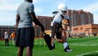 A player participates in a drill during Tennessee Volunteers