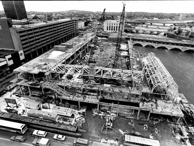 View of the Rochester Riverside Convention Center construction