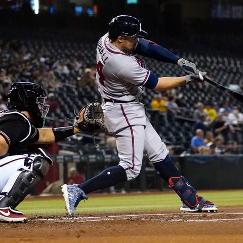Atlanta Braves' Adam Duvall connects for a two run