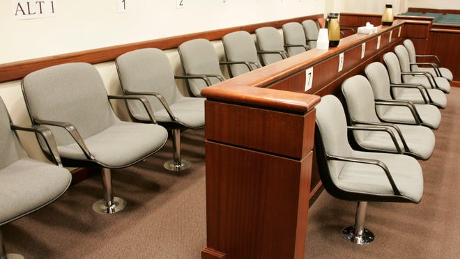 An empty jury box is seen at the Larson Justice Center in Indio in late August 2010.