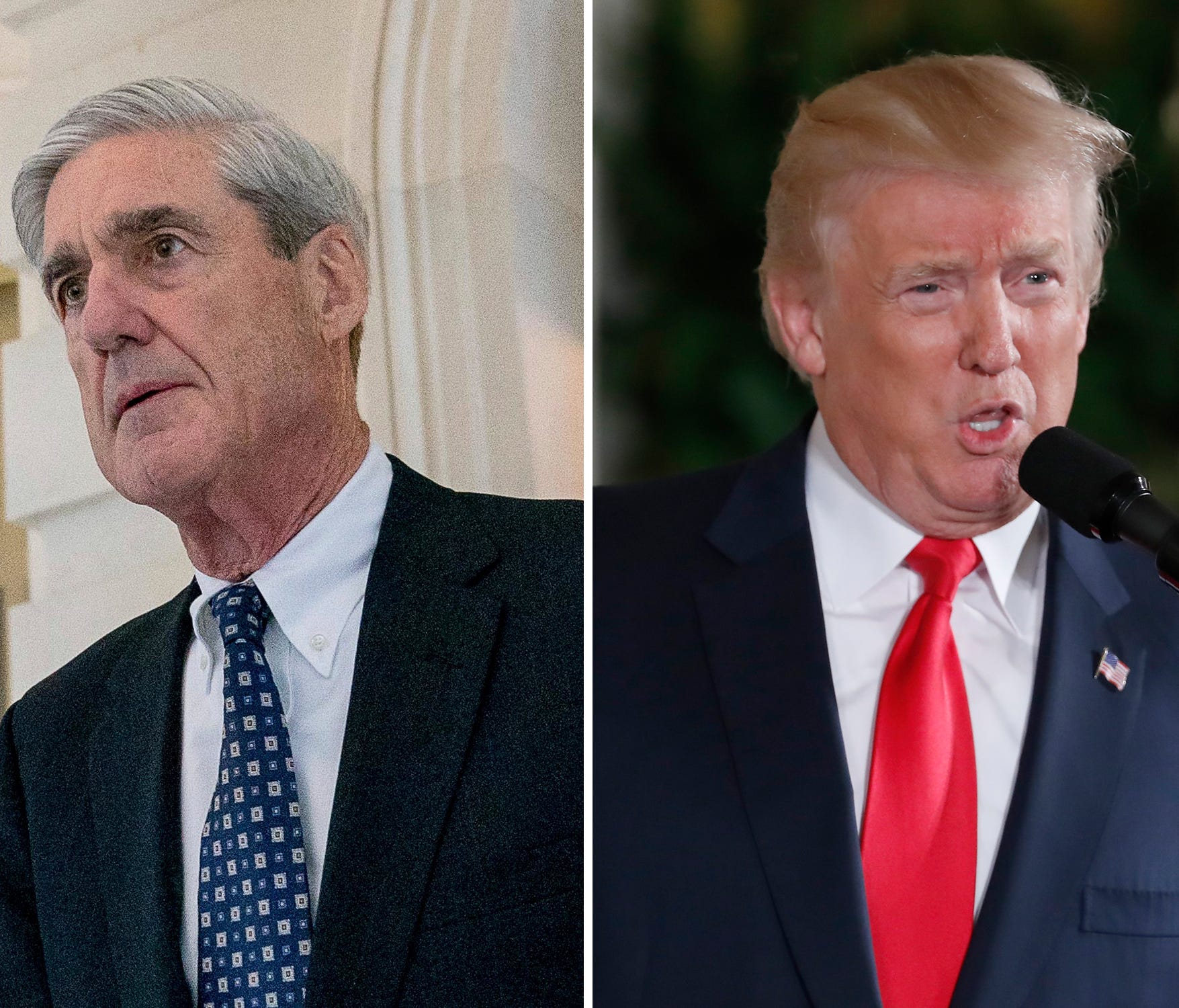 Special counsel Robert Mueller and President Trump