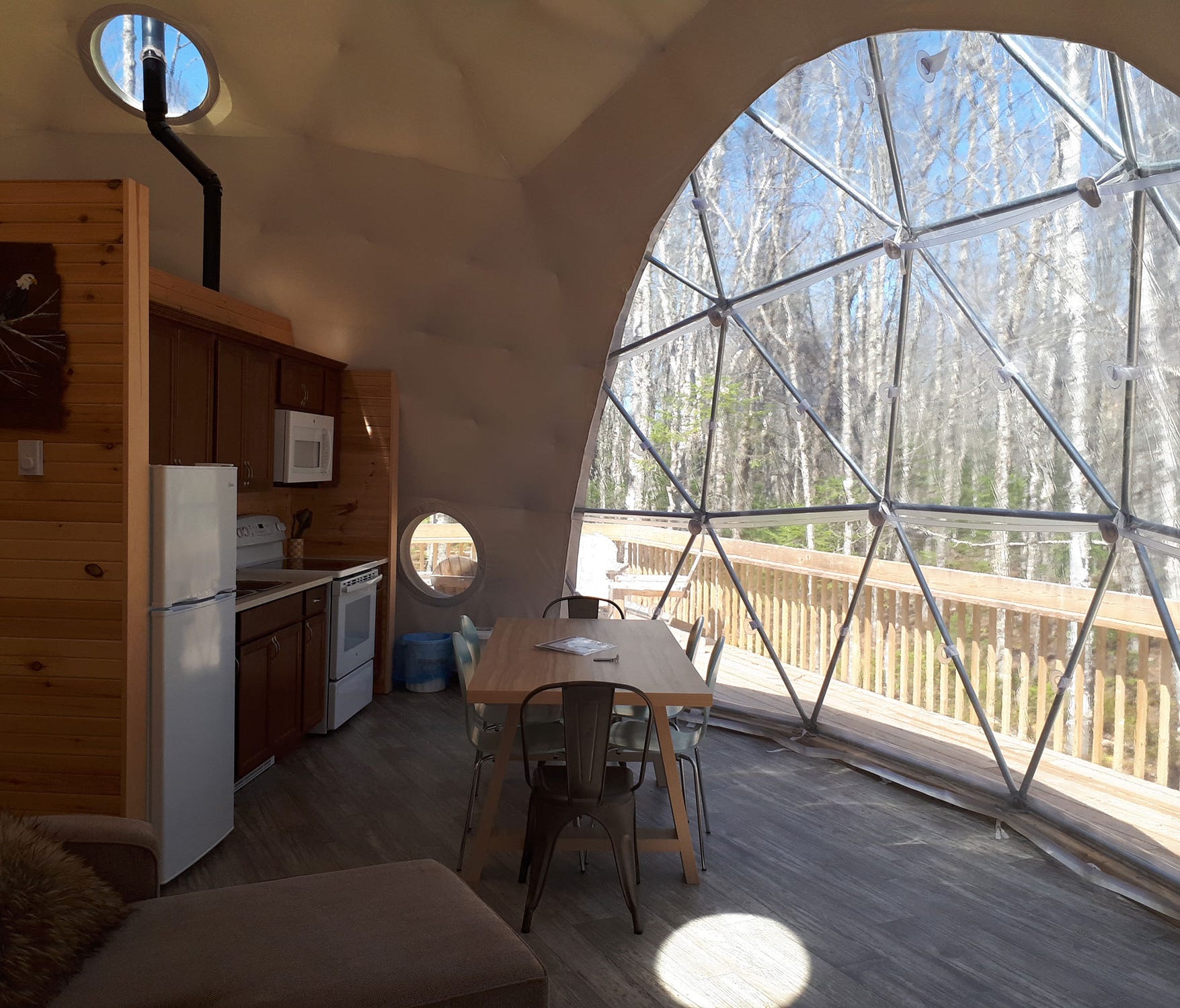 Tucked away in the forest on Prince Edward Island is Tree Top Haven, which features five little pods of magic: one- and two-bedroom geodesic domes that sit atop large wraparound decks, creating the sense that you are part of the forest with fabulous 