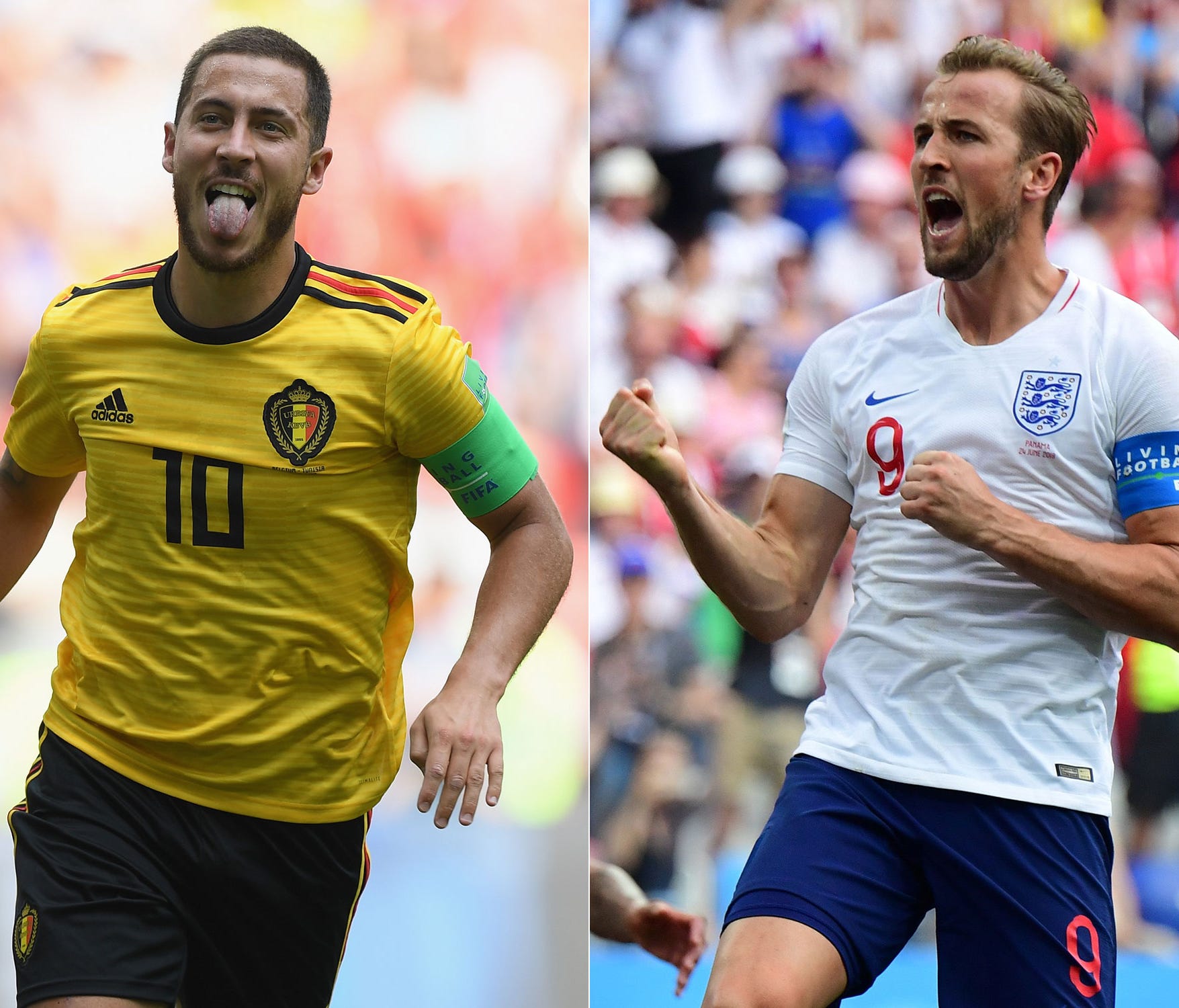 Belgium's Eden Hazard and England's Harry Kane