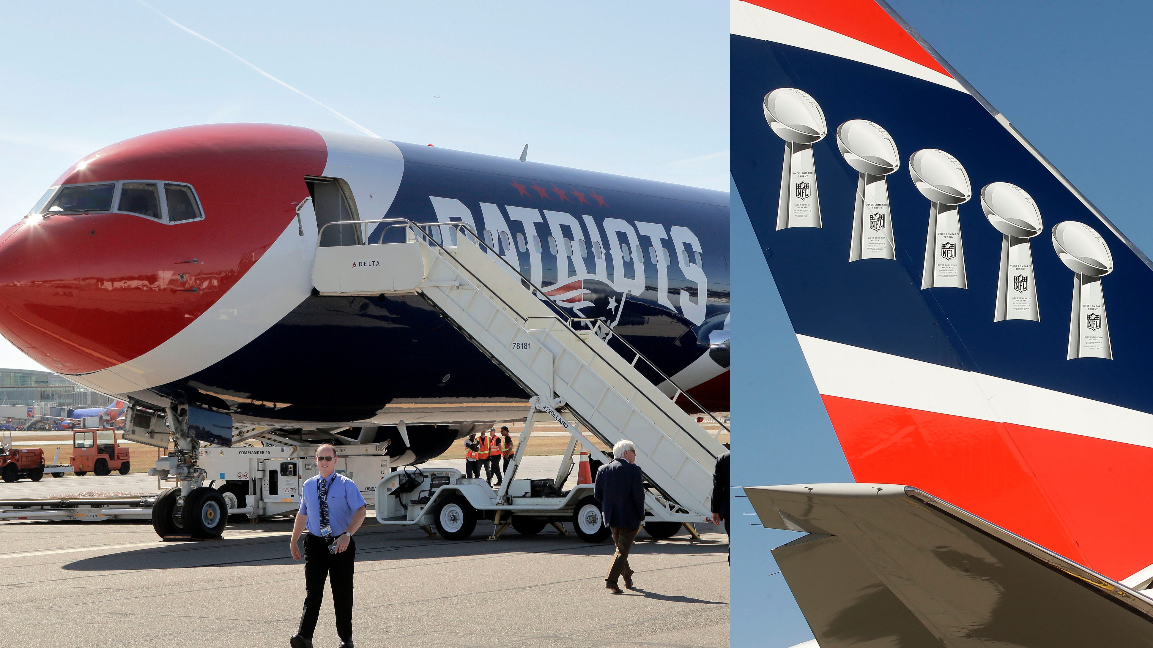 Patriots Show Off New Team Plane With 5 Trophies On Tail
