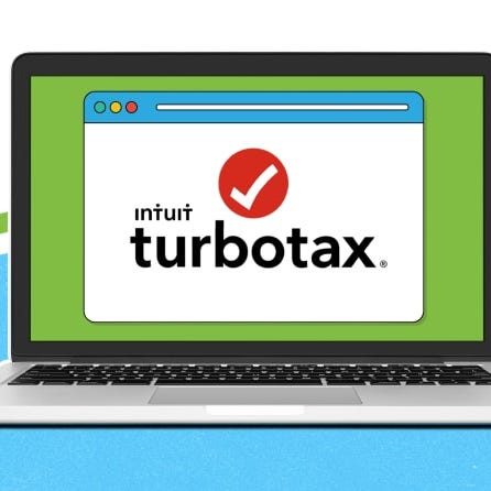 illustration of laptop showing intuit turbotax logo