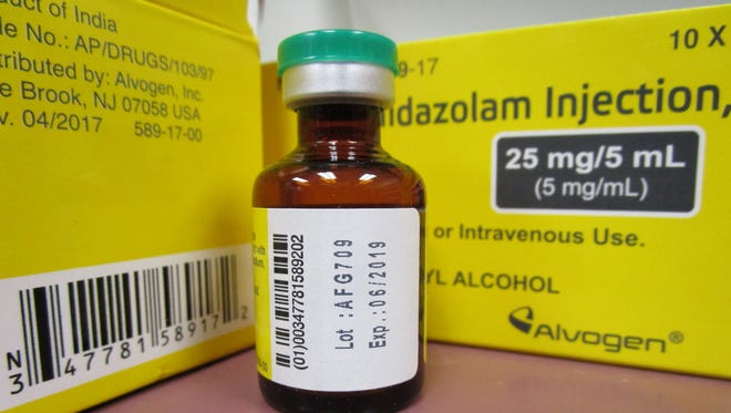 A photo showing the sedative, midazolam, which state officials plan to use in Scott Dozier's upcoming execution. The twice convicted murderer is set to die on July 10, 2018 at Ely State Prison.