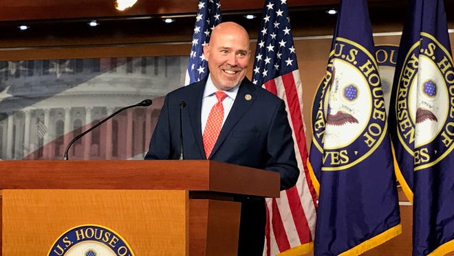 Rep. Tom MacArthur, R-Ocean County, arrives for a news conference of the House Bipartisan Heroin Task Force on June 27, 2017.