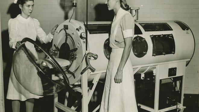 Greenville Jaycees donated this iron lung to the Greenville Hospital System in response to the 1939 epidemic.