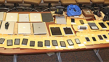 Investigators recovered $30,000 worth of property stolen from at least seven vehicles since November. A suspect was arrested Feb. 9.