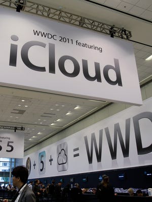 File photo taken in 2011 shows Apple iCloud posts at the tech giant's Worldwide Developers Conference in San Francisco.