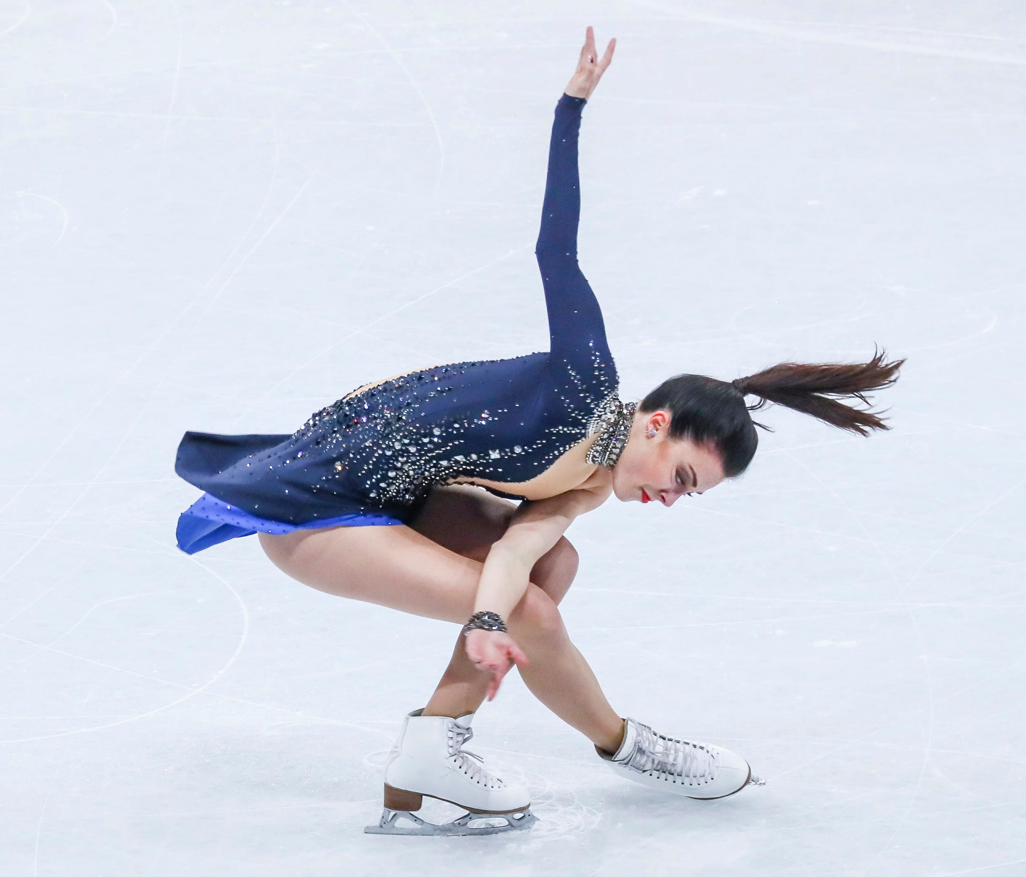 Ashley Wagner in action during the short program of the ISU World Figure Skating Championships in Helsinki, Finland, on March 29.
