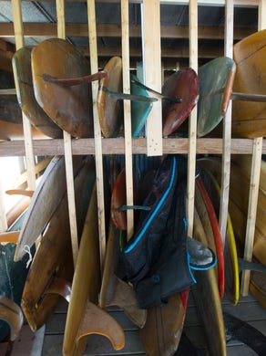 Charles Williams owns a collection of vintage surfboards, dating back to the early 1950s. After observing a neighbor who made surfboards, Williams began making his own in the mid-1970s. "There's only one way to not make it and that's to quit. I just won't quit," Williams said. 
