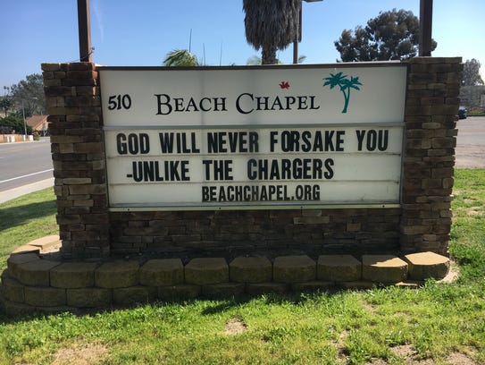 A church in Encinitas, Calif., has a message for Chargers