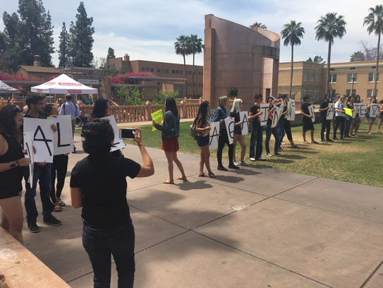 A class holds a protest against Trump's administration