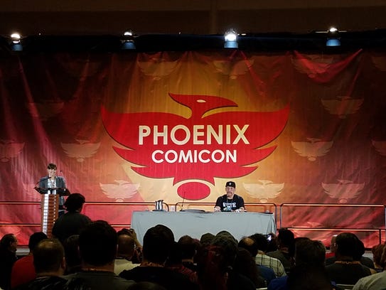 Actor Danny Trejo talks to audience members at Phoenix