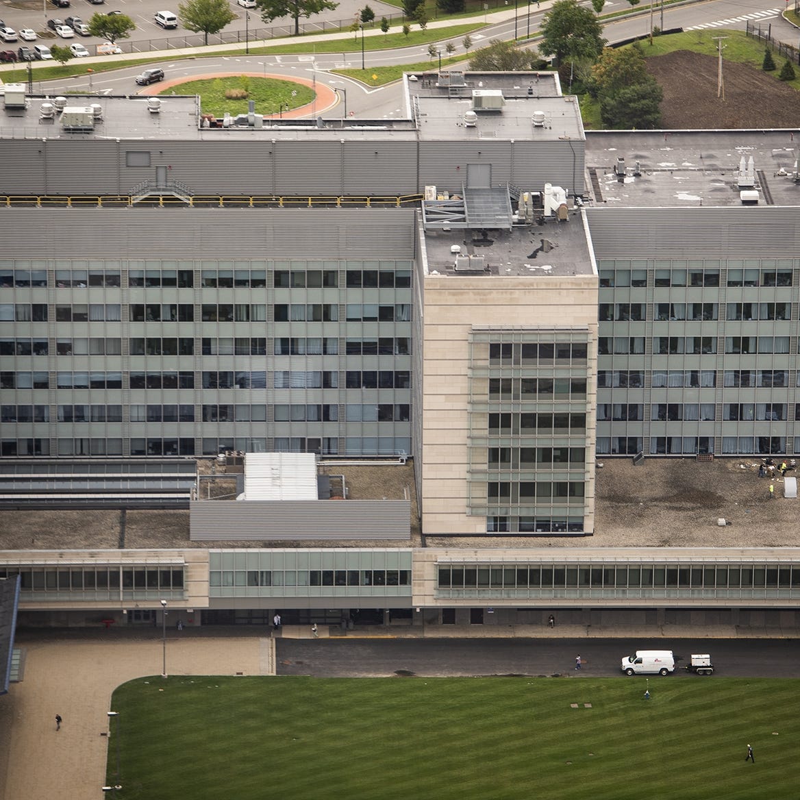 WORCESTER - UMass Memorial and the surrounding areas are seen from the air as UMass Memorial Health Care and Air Methods unveiled a new Life Flight helicopter on Friday, September 11, 2020.