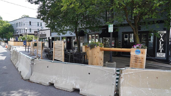 Concrete barriers that line the Foreside neighborhood in Kittery, will be part of a beautification project, with artists to submit proposals to paint or decorate the jersey barriers.