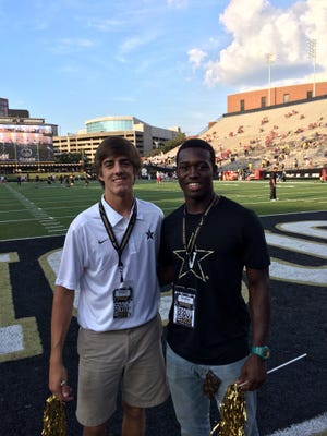 USJ quarterback Easton Underwood, left, and TCA running back Andrew Goldsmith were at Vanderbilt University at the same time for an unofficial visit earlier this year.