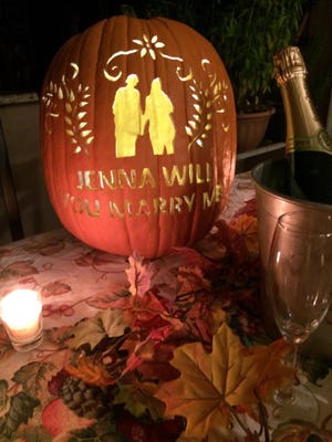 Bonvino didn't realize the pumpkin was meant for her until Ehrlich pulled her to the side and popped the question.