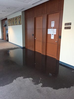Water damage from a sprinkler mishap at Mills B. Lane Justice Center in Reno on May 21, 2018.