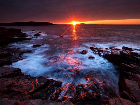 Acadia National Park First Sight Of The Sunrise In The Usa