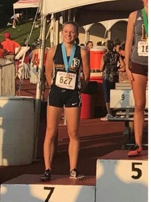 Jenna Barker, a senior at Seton Catholic, finished seventh at the IHSAA track and field state finals Saturday, June 3, 2017.