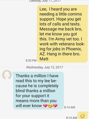 Text message sent to Lee from Arizona