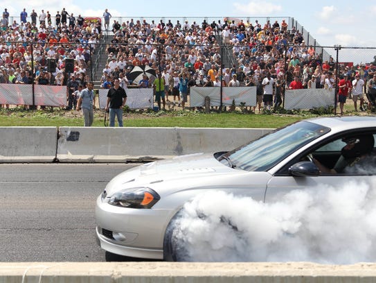 Amateur drag racers competed on a closed section of