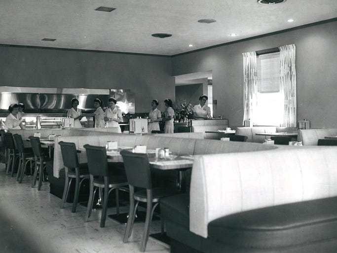 Interior of Bill Knapp's restaurant, Lansing, MI June 15, 1955