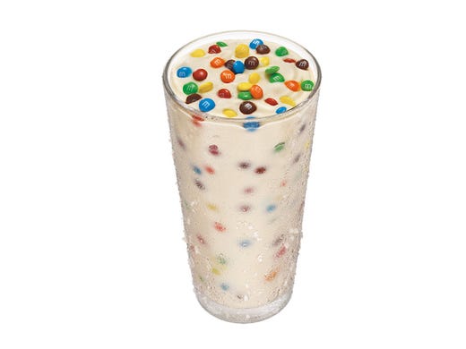 <strong>2. Sonic: Sonic Blast With M&amp;M&#39;S Minis Chocolate Candies (Large)</strong><br />
<strong>&bull; Calories:</strong> 1,540<br />
<strong>&bull; Serving:</strong> 830 ml<br />
<strong>&bull; Fat content (trans fat):</strong> 2.0 grams<br />
<strong>&bull; Sodium:</strong> 680 mg<br />
<strong>&bull; Sugar:</strong> 138.0 g