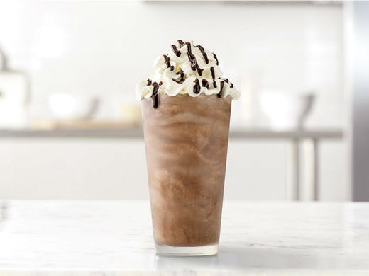<strong>28. Arby&#39;s: Ultimate Chocolate Shake (Large)</strong><br />
<strong>&bull; Calories:</strong> 820<br />
<strong>&bull; Serving:</strong> 680 ml<br />
<strong>&bull; Fat content (trans fat):</strong> 0.5 grams<br />
<strong>&bull; Sodium:</strong> 660 mg<br />
<strong>&bull; Sugar:</strong> 129.0 g