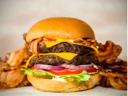 <strong>6. Hardees: 2/3 Lb Monster Thickburger</strong><br />
<strong>&bull; Calories:</strong> 1,300<br />
<strong>&bull; Serving:</strong> 383 g<br />
<strong>&bull; Fat content (trans fat):</strong> 4.0 grams<br />
<strong>&bull; Sodium:</strong> 3,140 mg<br />
<strong>&bull; Sugar:</strong> 13.0 g